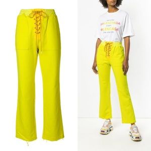 Facetasm Neon Chartreuse Lace up Crop Sweatpants